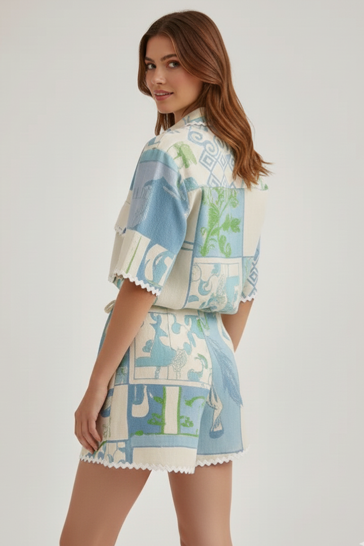 Vorrinda | Women's Boho Print Short Sleeve Top & Shorts Set - Image 3