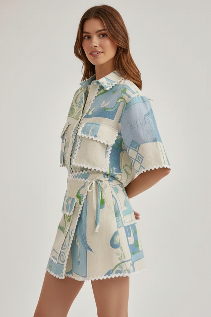 Vorrinda | Women's Boho Print Short Sleeve Top & Shorts Set - Image 4