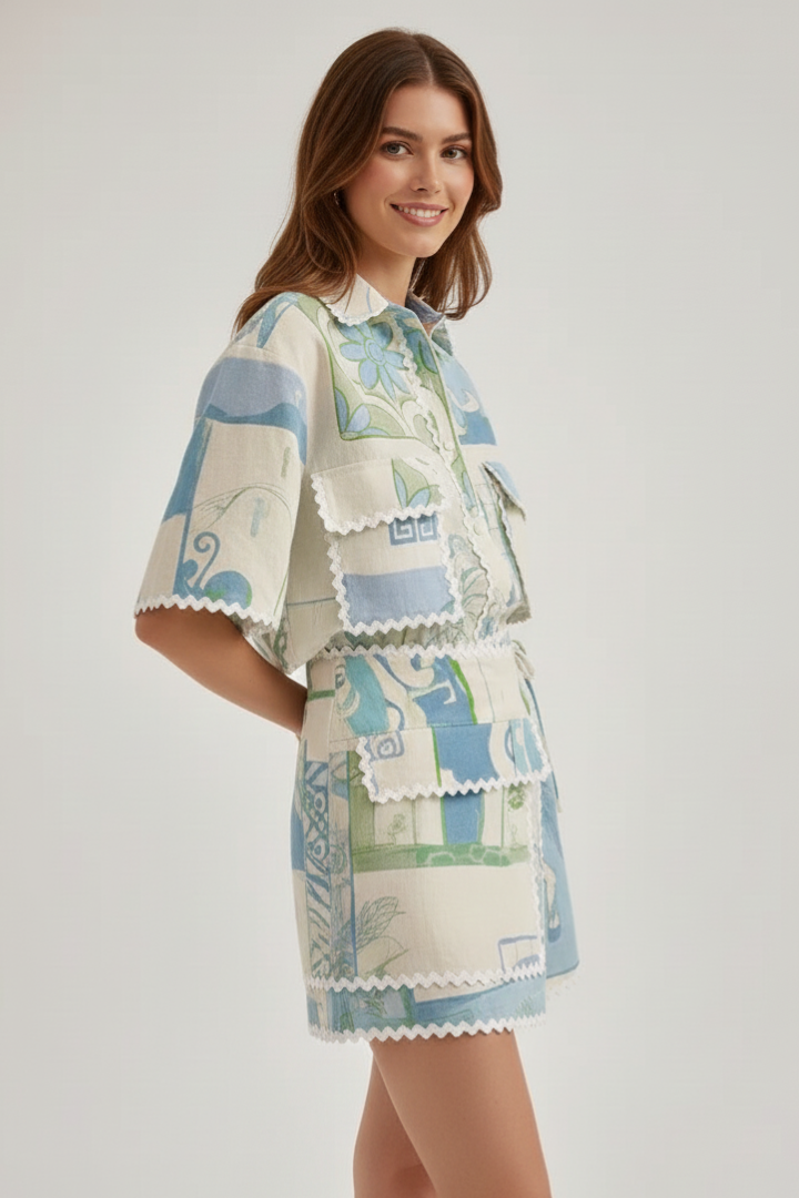 Vorrinda | Women's Boho Print Short Sleeve Top & Shorts Set - Image 5