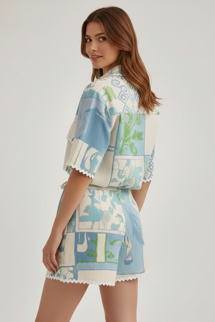 Vorrinda | Women's Boho Print Short Sleeve Top & Shorts Set - Image 6