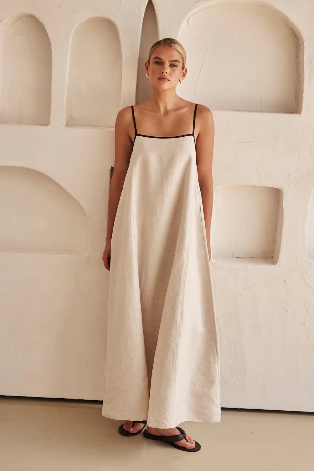 Vorrindel | Women's Linen Summer Maxi Dress - Beige - Image 1