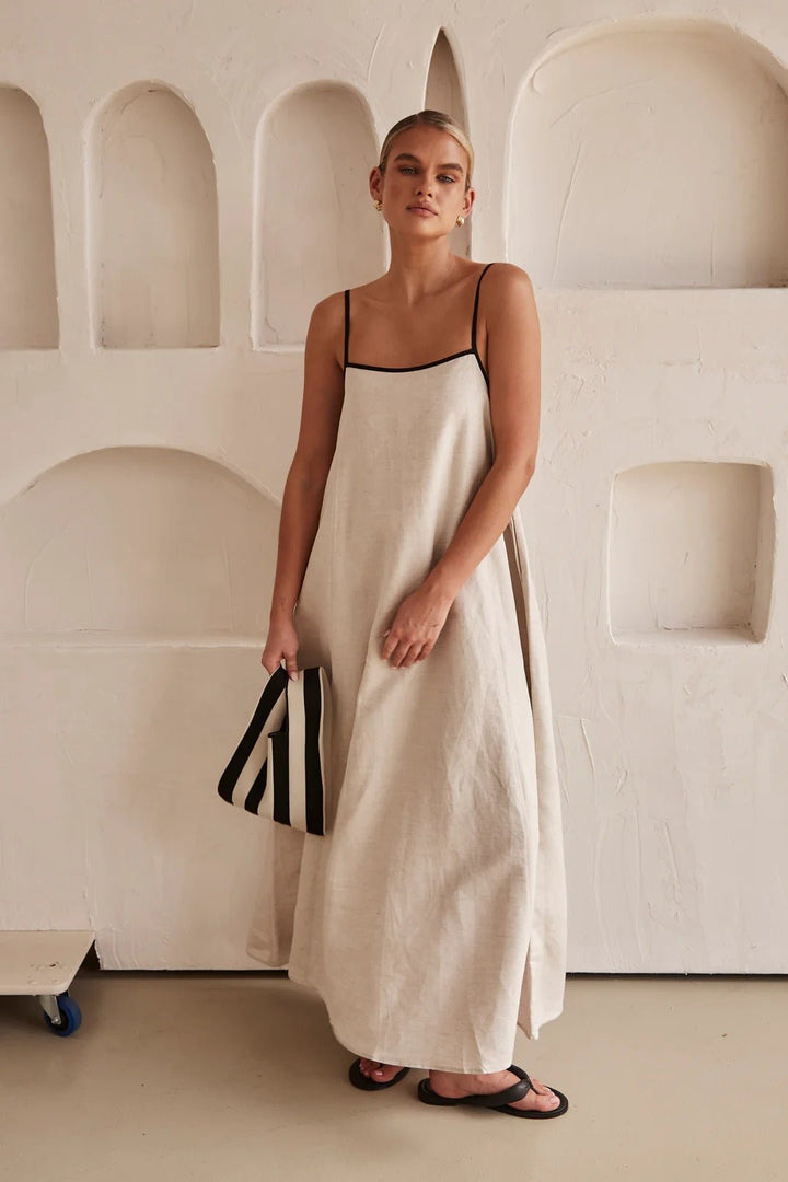 Vorrindel | Women's Linen Summer Maxi Dress - Beige - Image 2
