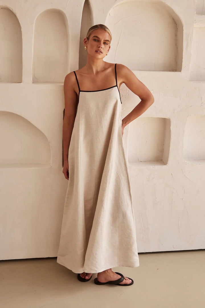Vorrindel | Women's Linen Summer Maxi Dress - Beige - Image 3