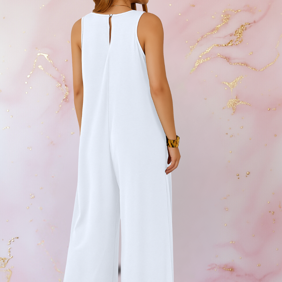 Vosmine | Women's Wide Leg Sleeveless Jumpsuit - Black - Image 4