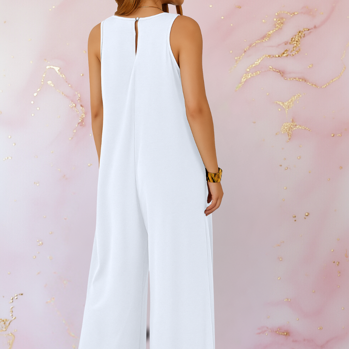 Vosmine | Women's Wide Leg Sleeveless Jumpsuit - Black - Image 4
