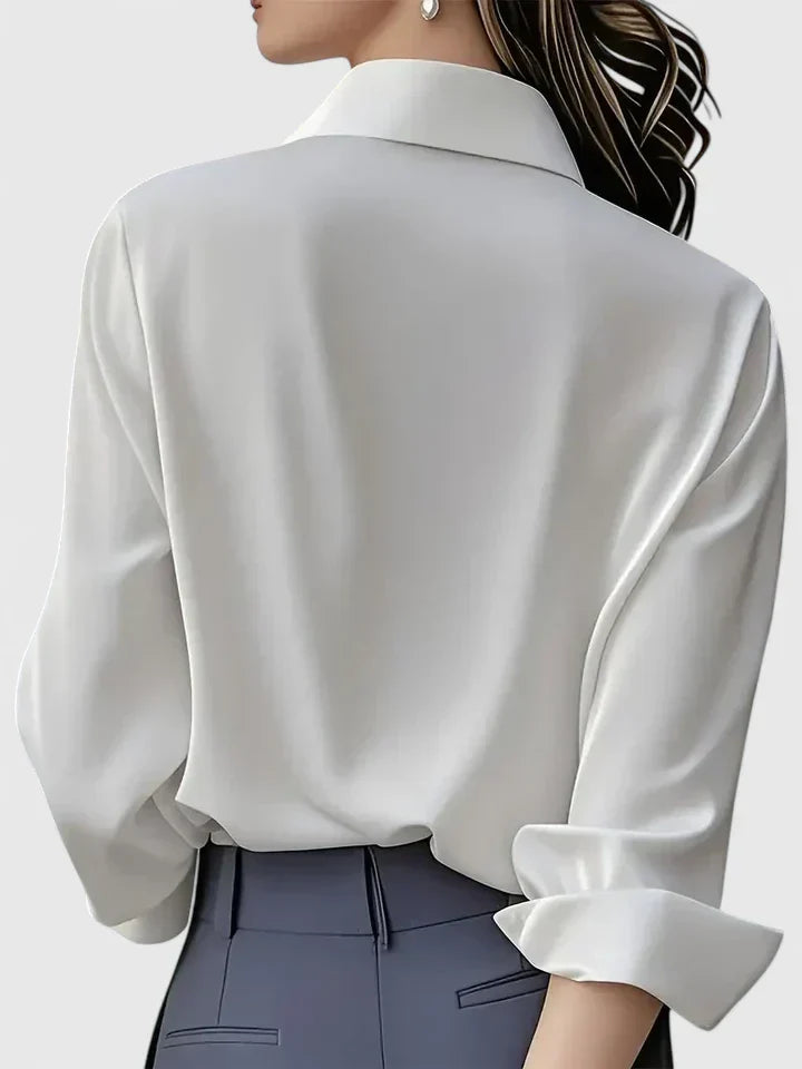 Winifred | Women's Collared Long Sleeve Shirt - Navy - Image 10
