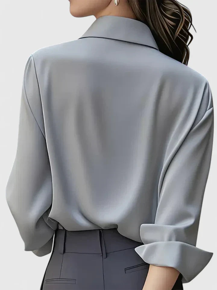 Winifred | Women's Collared Long Sleeve Shirt - Navy - Image 11