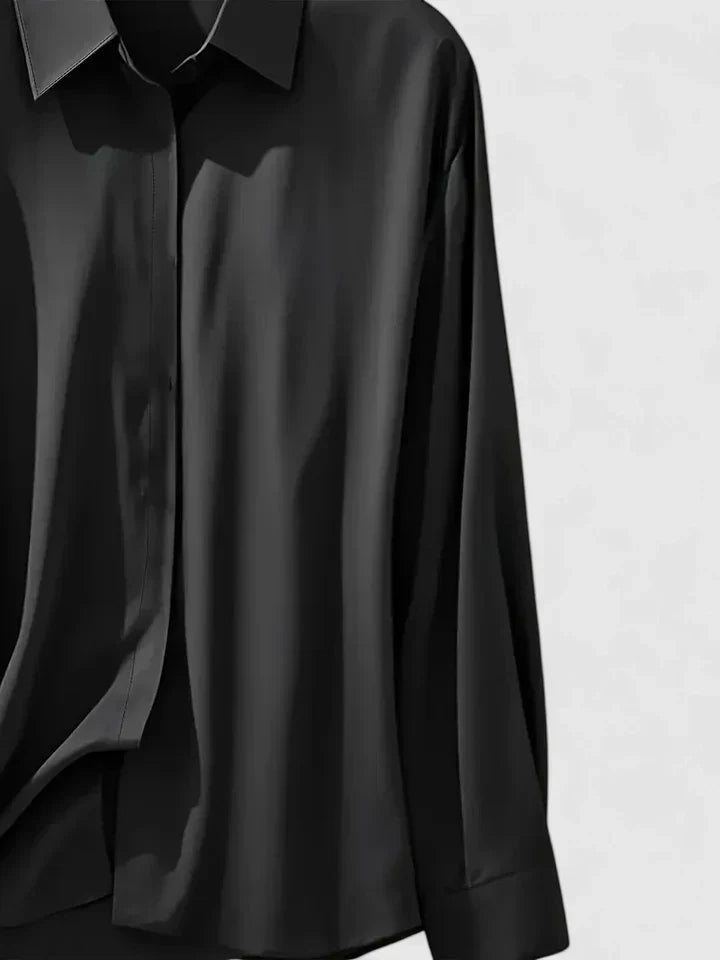 Winifred | Women's Collared Long Sleeve Shirt - Navy - Image 12