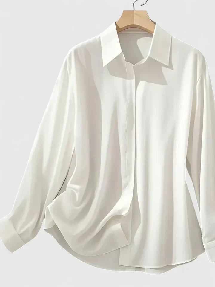 Winifred | Women's Collared Long Sleeve Shirt - Navy - Image 5