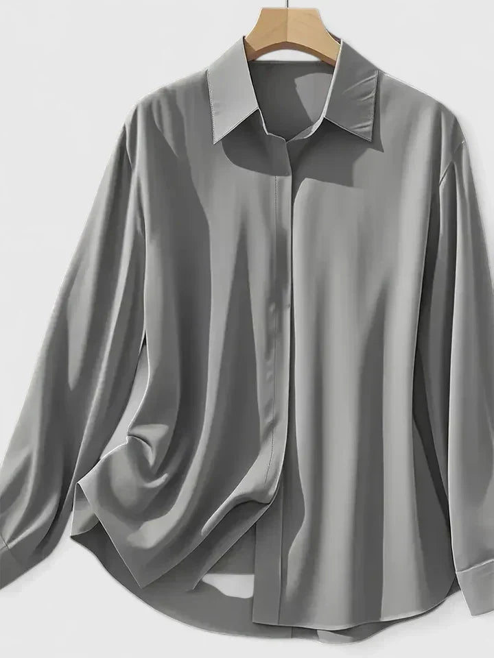 Winifred | Women's Collared Long Sleeve Shirt - Navy - Image 6