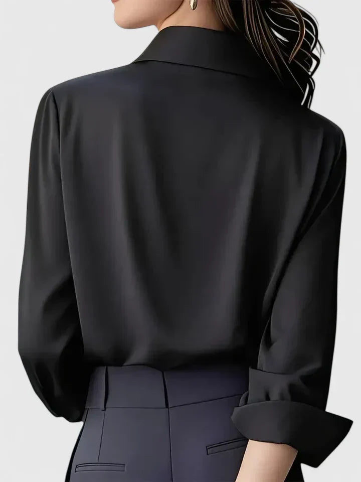 Winifred | Women's Collared Long Sleeve Shirt - Navy - Image 7