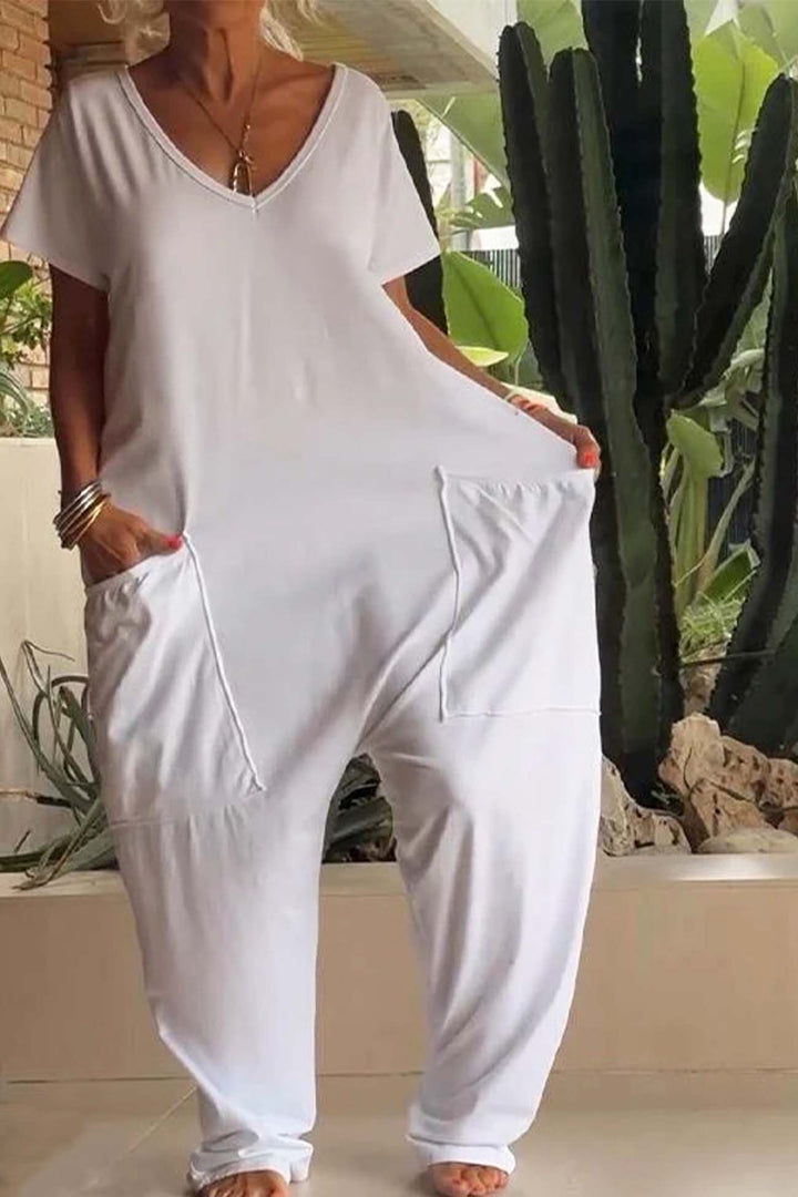 Winsara | Women's Relaxed Fit Short Sleeve Jumpsuit - Pink - Image 6