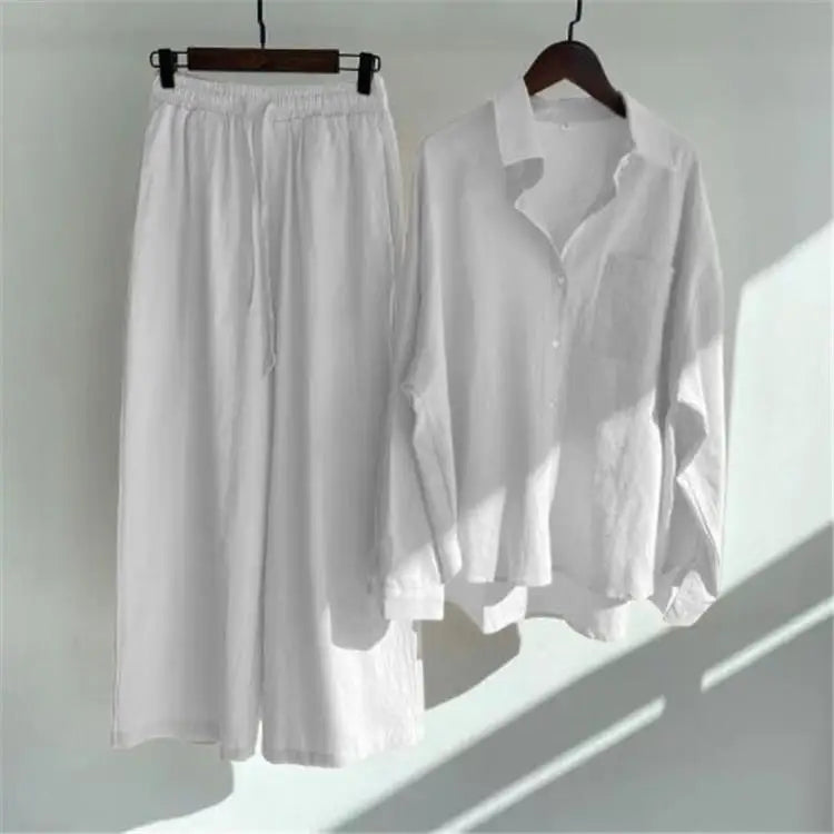 Winselle | Women's Linen Two Piece Set Wide Leg Pants - Image 2