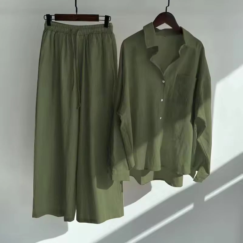 Winselle | Women's Linen Two Piece Set Wide Leg Pants - Image 3
