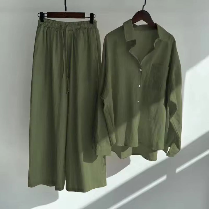 Winselle | Women's Linen Two Piece Set Wide Leg Pants - Image 3