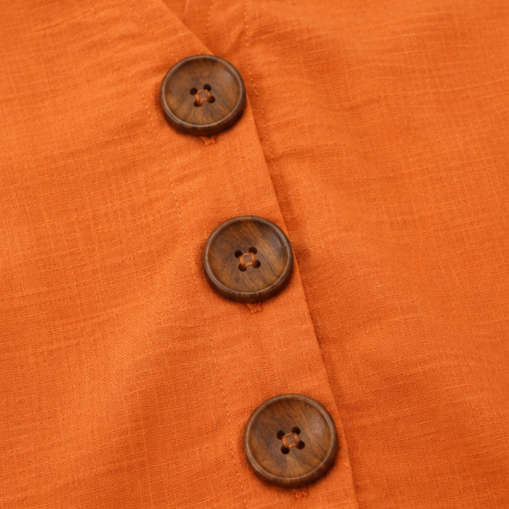 Winslow | Women's Button-Front Ruffle Sleeve Blouse - Orange - Image 13