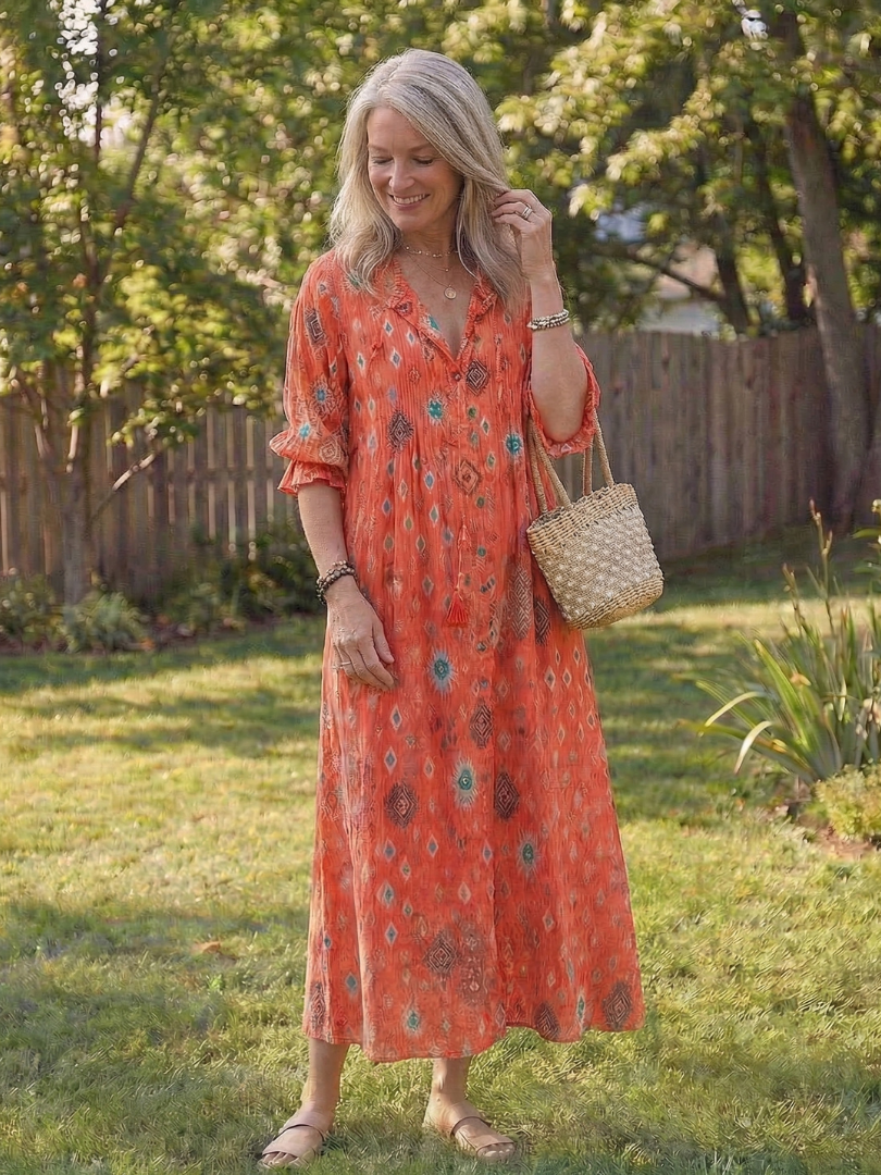 Wisteria | Women's Floral 3/4 Sleeve Maxi Dress - Floral - Image 3