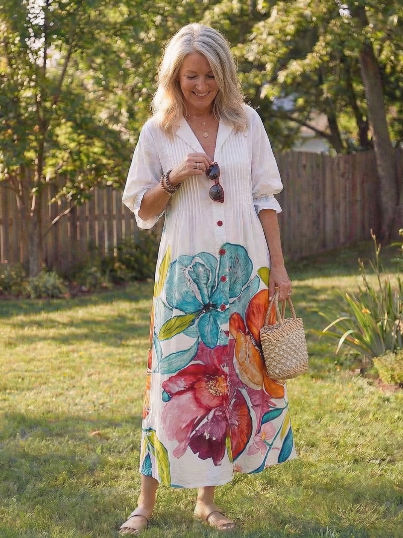 Wisteria | Women's Floral 3/4 Sleeve Maxi Dress - Floral - Image 7