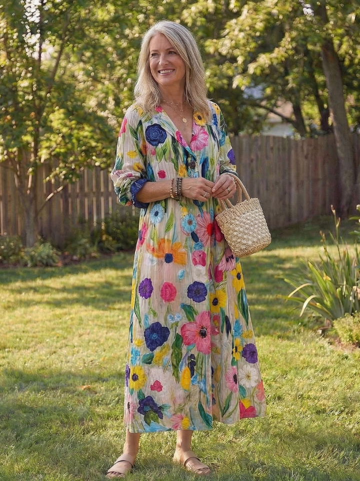 Wisteria | Women's Floral 3/4 Sleeve Maxi Dress - Floral - Image 9