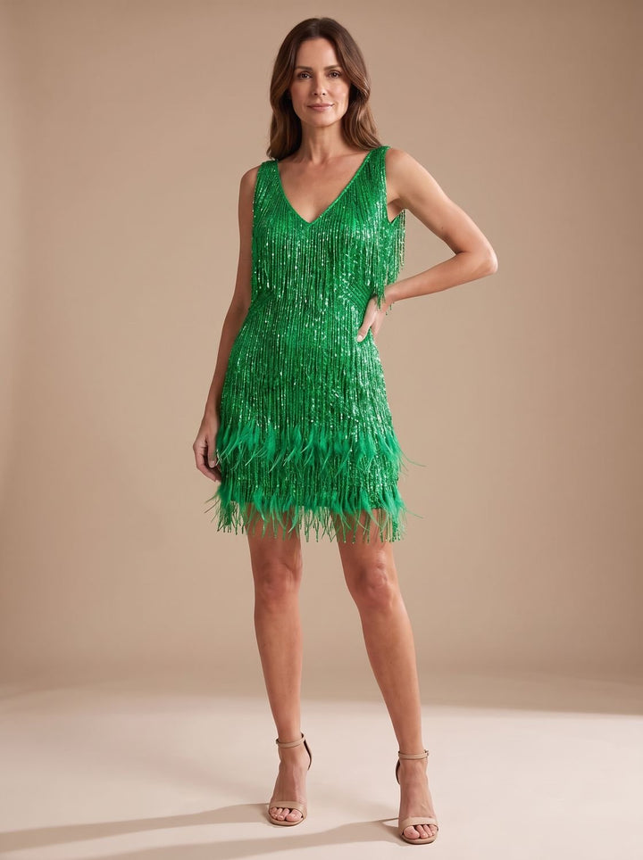 Zivelle | Women's Sequin Fringe Mini Dress - Image 8