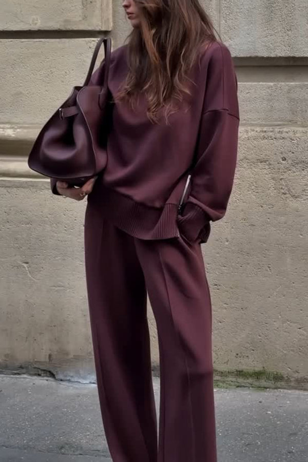 Wren | Women's Burgundy Oversized Lounge Co-ord Set - Burgundy - Image 1
