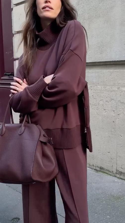 Wren | Women's Burgundy Oversized Lounge Co-ord Set - Burgundy - Image 2