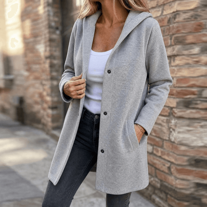 Wrenara | Women's Hooded Cardigan Jacket - Light Grey - Image 11