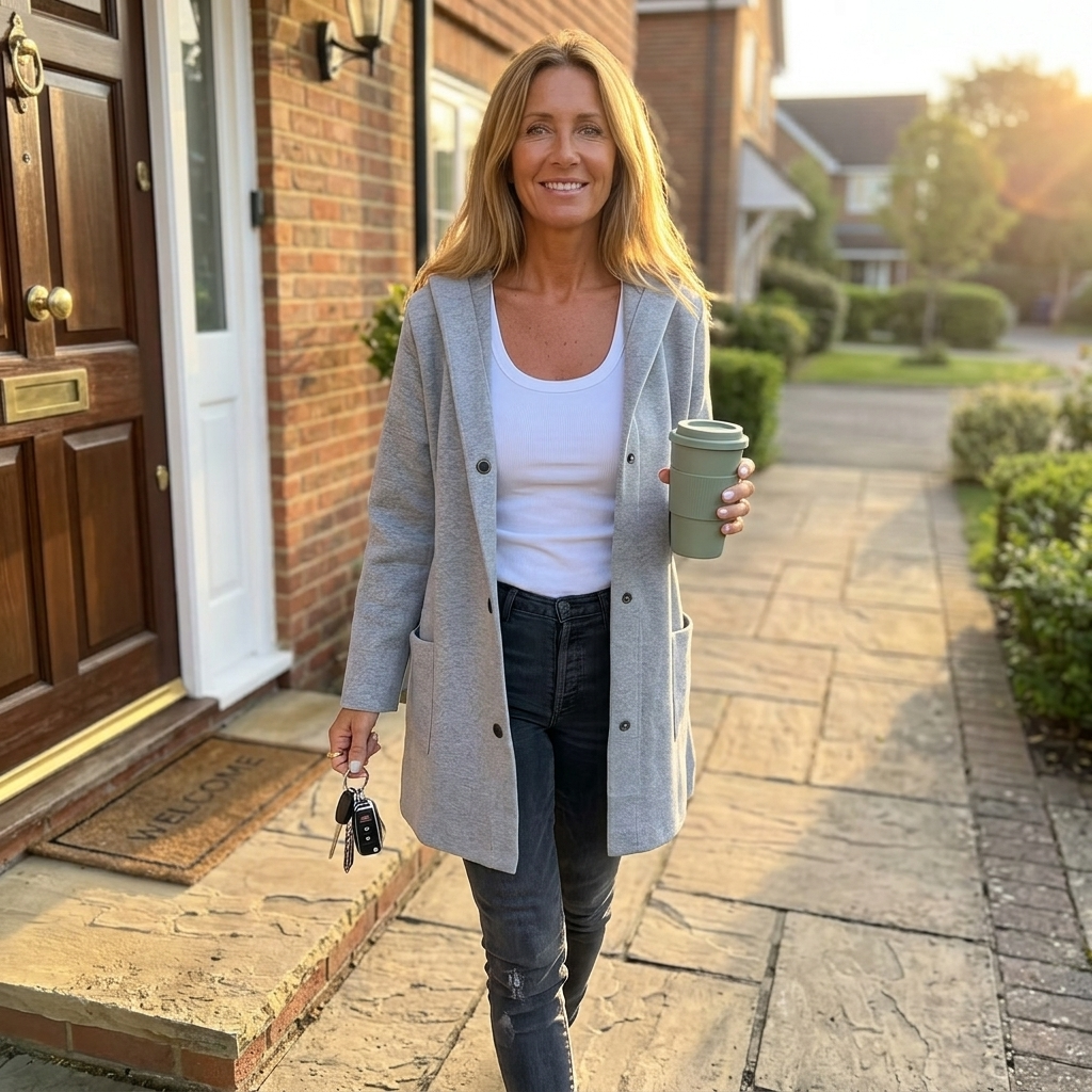 Wrenara | Women's Hooded Cardigan Jacket - Light Grey - Image 3