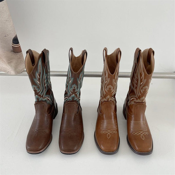 Wrendall | Women's Block Heel Western Cowboy Boots - Brown - Image 3