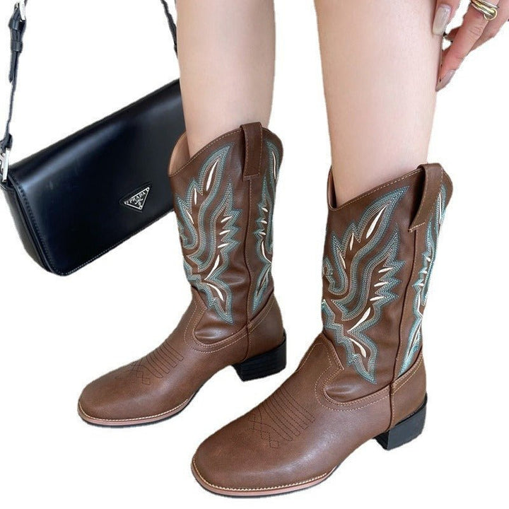 Wrendall | Women's Block Heel Western Cowboy Boots - Brown - Image 5