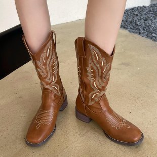 Wrendall | Women's Block Heel Western Cowboy Boots - Brown - Image 6