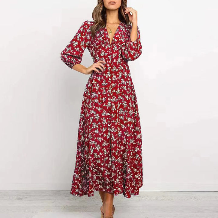 Wrenelle | Women's Maxi Dress Long Sleeve - Navy - Image 4