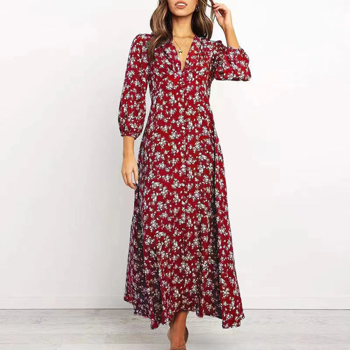 Wrenelle | Women's Maxi Dress Long Sleeve - Navy - Image 5