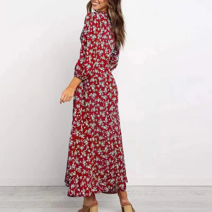 Wrenelle | Women's Maxi Dress Long Sleeve - Navy - Image 6