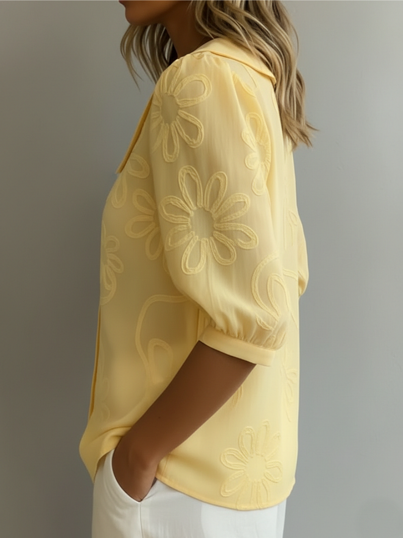 Wrenith | Women's Boho Embroidered Blouse - Yellow - Image 2