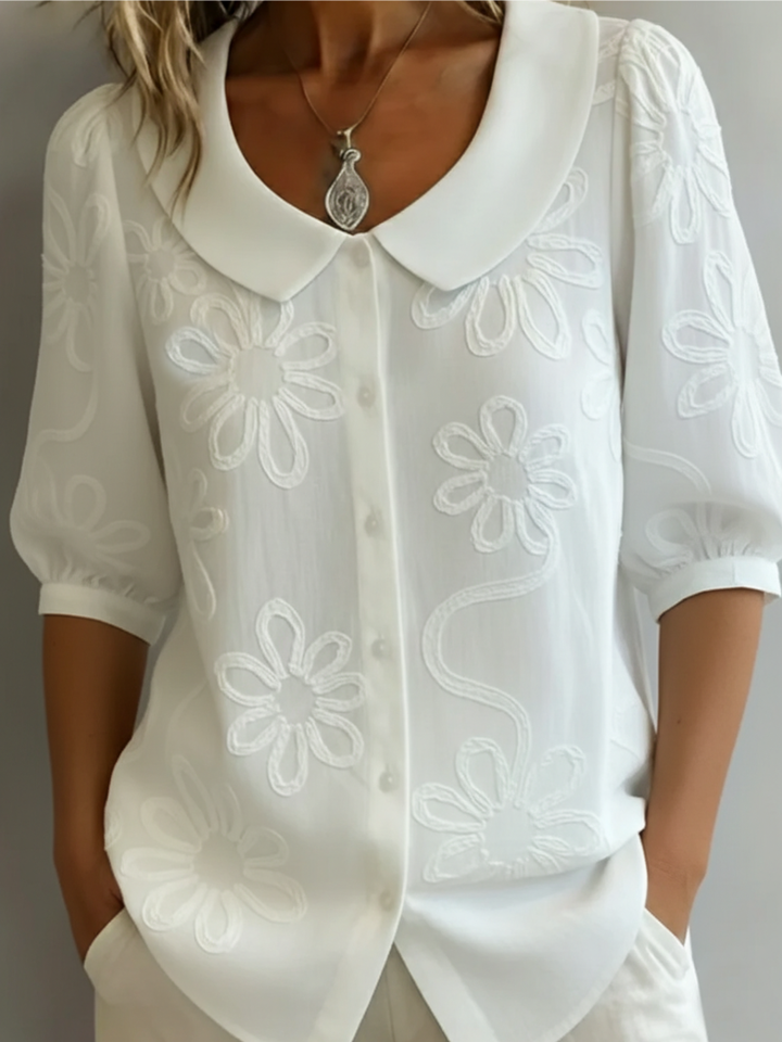 Wrenith | Women's Boho Embroidered Blouse - Yellow - Image 3