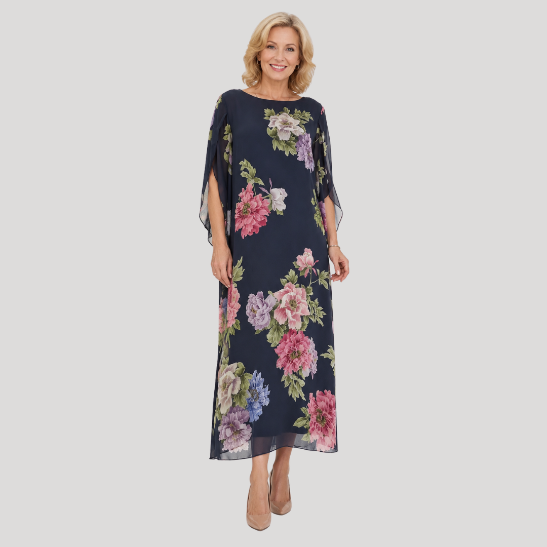 Wrenova | Women's Floral Maxi Sundress - Navy - Image 1