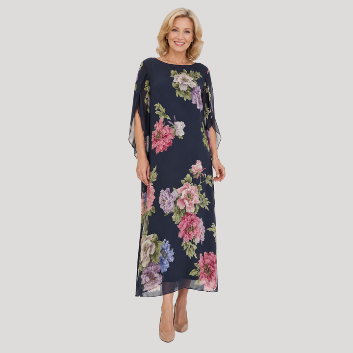 Wrenova | Women's Floral Maxi Sundress - Navy - Image 1