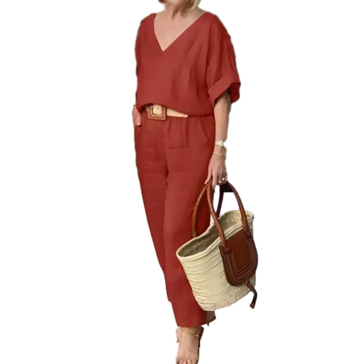 Wrenova | Women's Linen Two Piece Set Top & Pants - Image 3