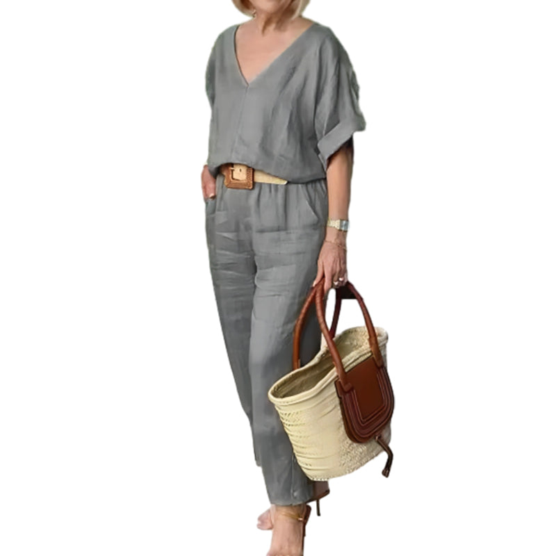 Wrenova | Women's Linen Two Piece Set Top & Pants - Image 4