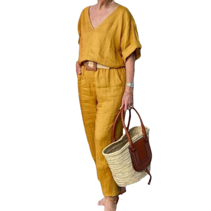 Wrenova | Women's Linen Two Piece Set Top & Pants - Image 5
