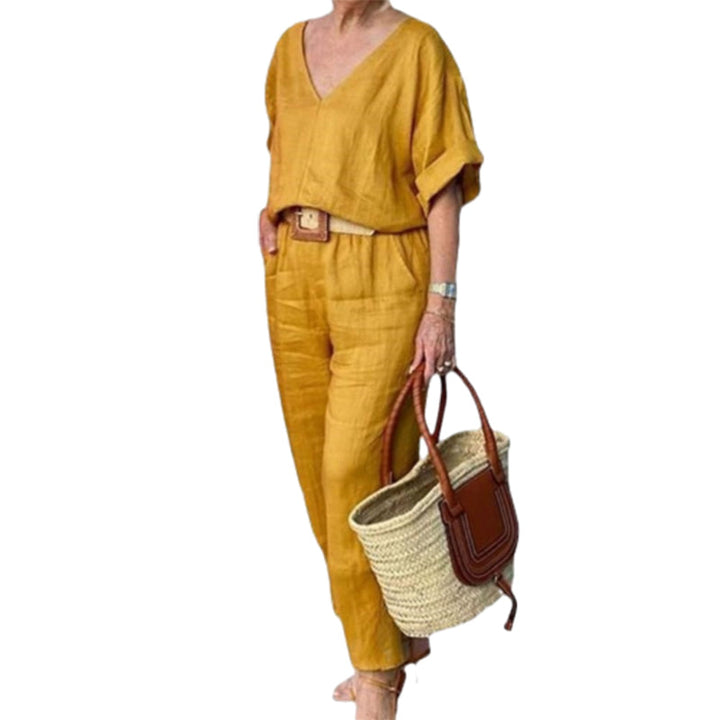 Wrenova | Women's Linen Two Piece Set Top & Pants - Image 5