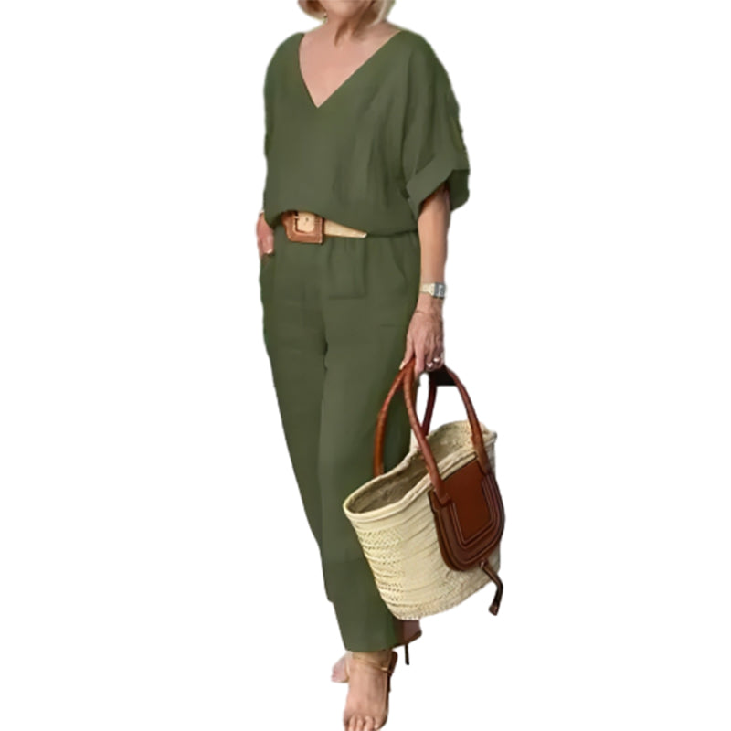 Wrenova | Women's Linen Two Piece Set Top & Pants - Image 6