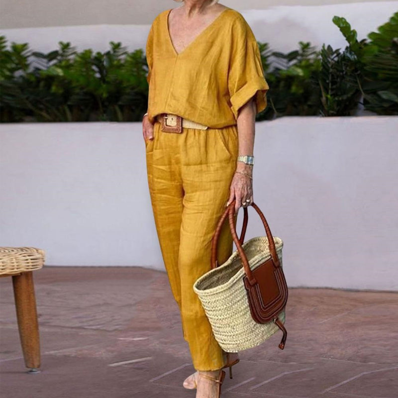 Wrenova | Women's Linen Two Piece Set Top & Pants - Image 7