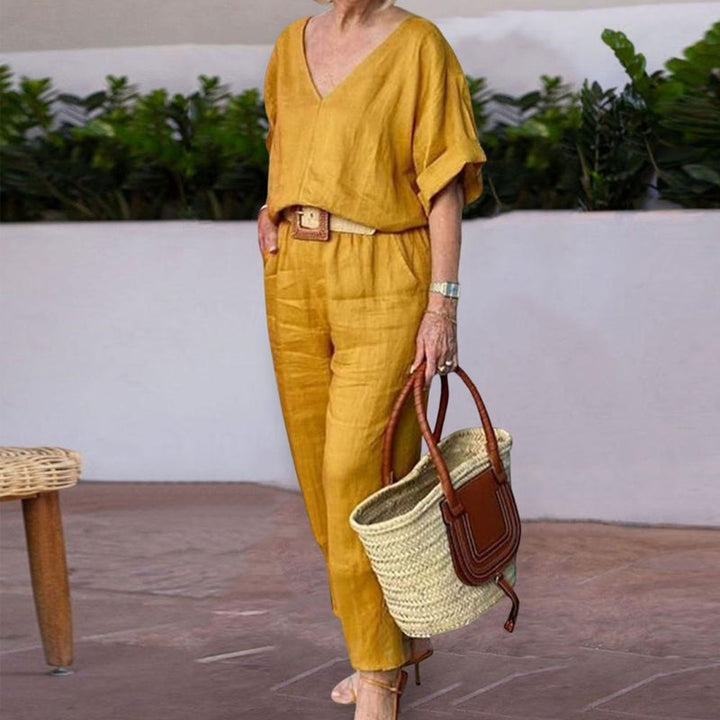 Wrenova | Women's Linen Two Piece Set Top & Pants - Image 7