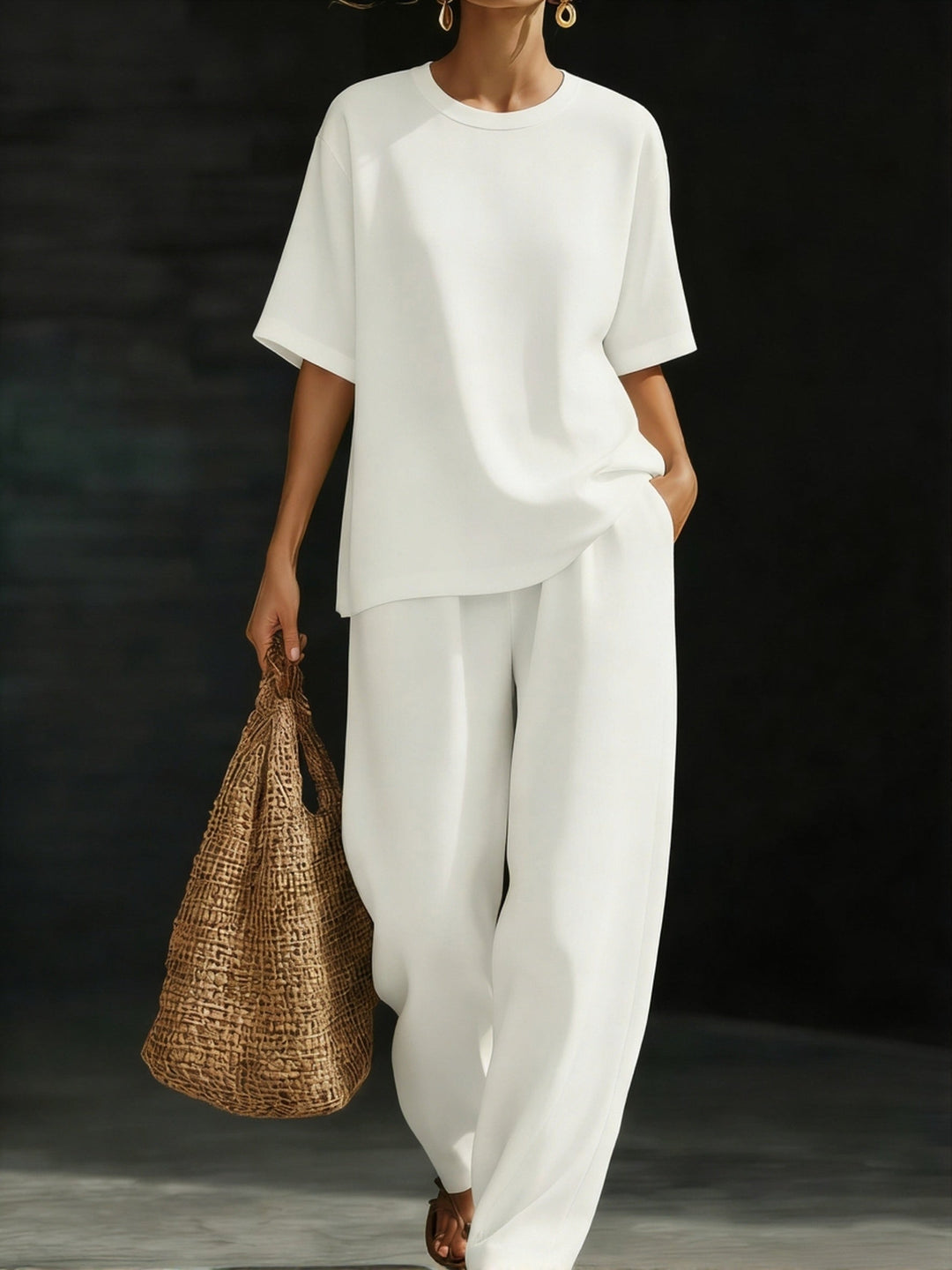 Wrenova | Women's Linen Two Piece Set Wide Leg - Image 1