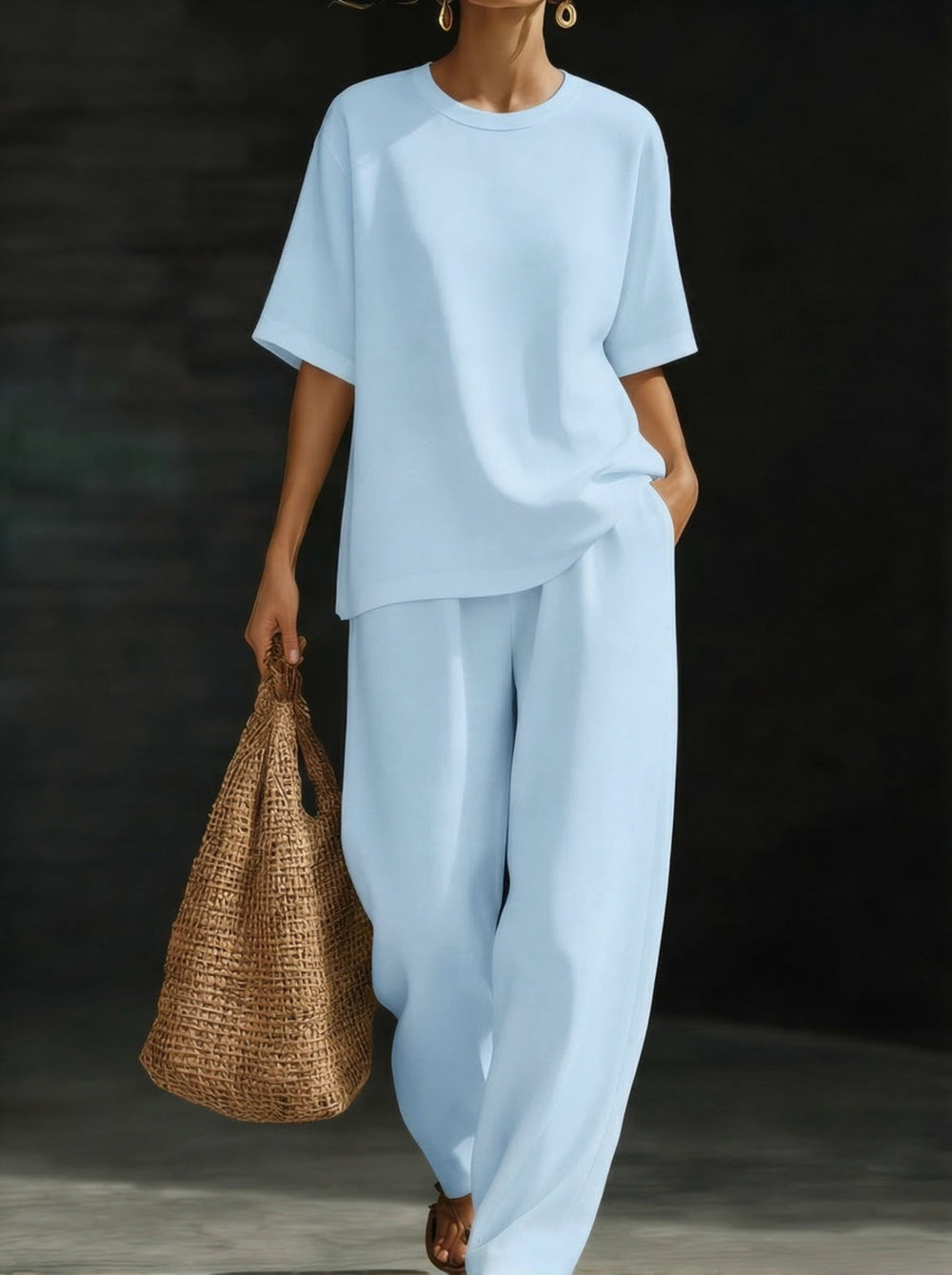 Wrenova | Women's Linen Two Piece Set Wide Leg - Image 2