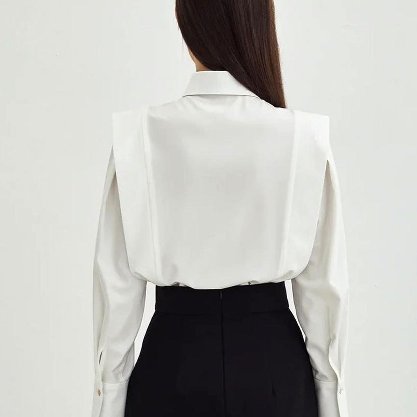 Wrenova | Women's Long Sleeve Collared Button-Up Blouse - White - Image 13