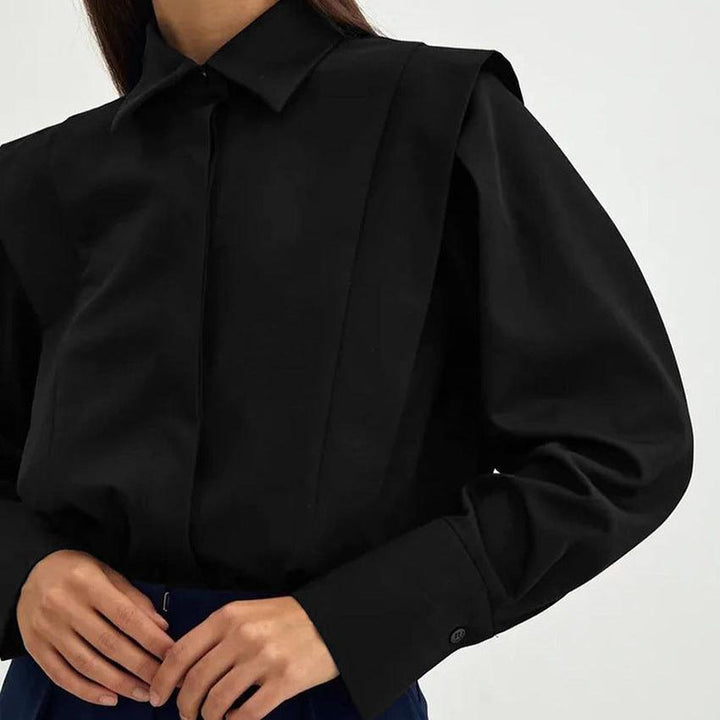 Wrenova | Women's Long Sleeve Collared Button-Up Blouse - White - Image 17