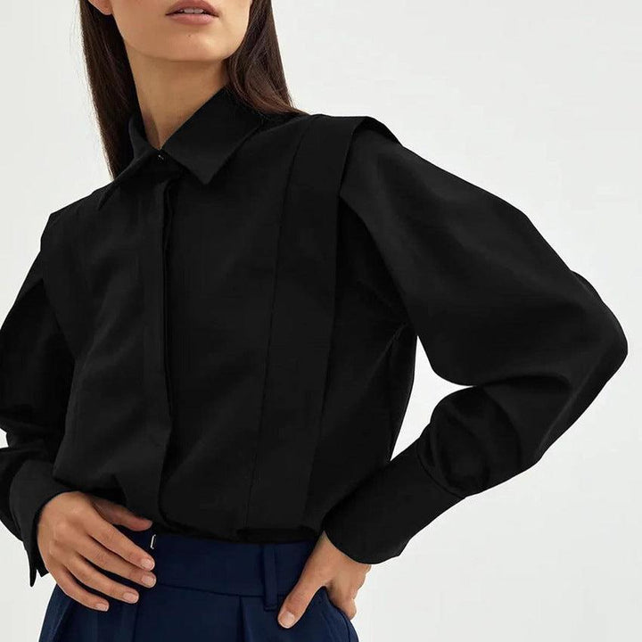 Wrenova | Women's Long Sleeve Collared Button-Up Blouse - White - Image 18